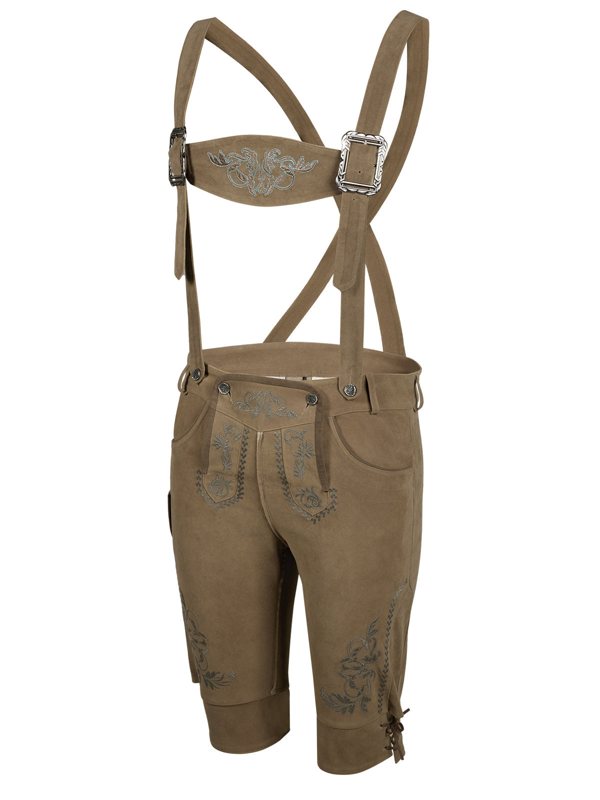 Lederhose Norman in Braun mit Stickereien