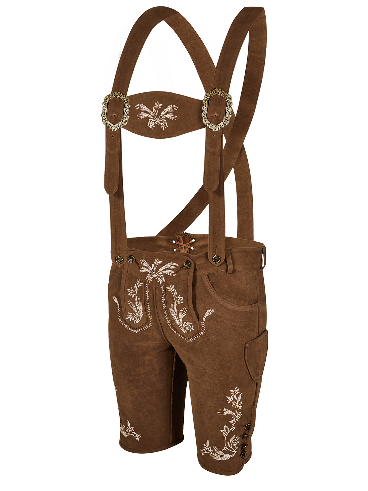 Lederhose Norman in Antibraune mit Stickereien