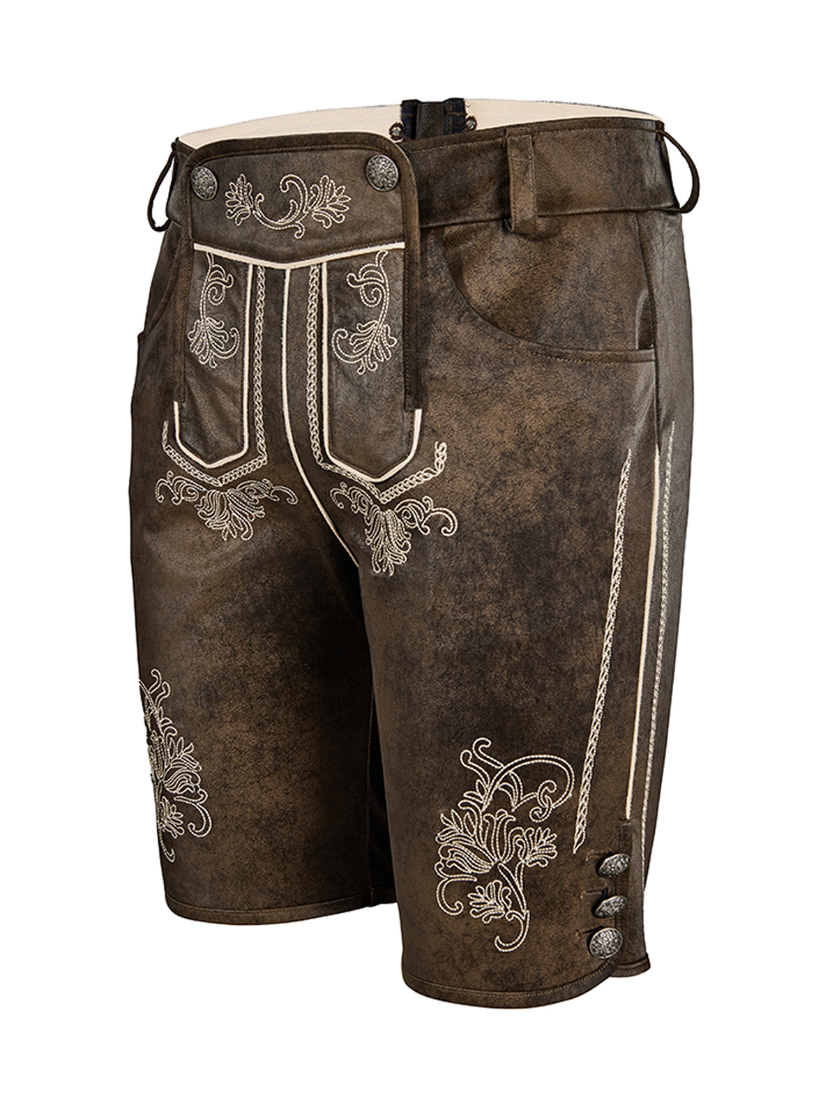 Trachtenlederhose Tarius | Dunkelbraune | Stickereien