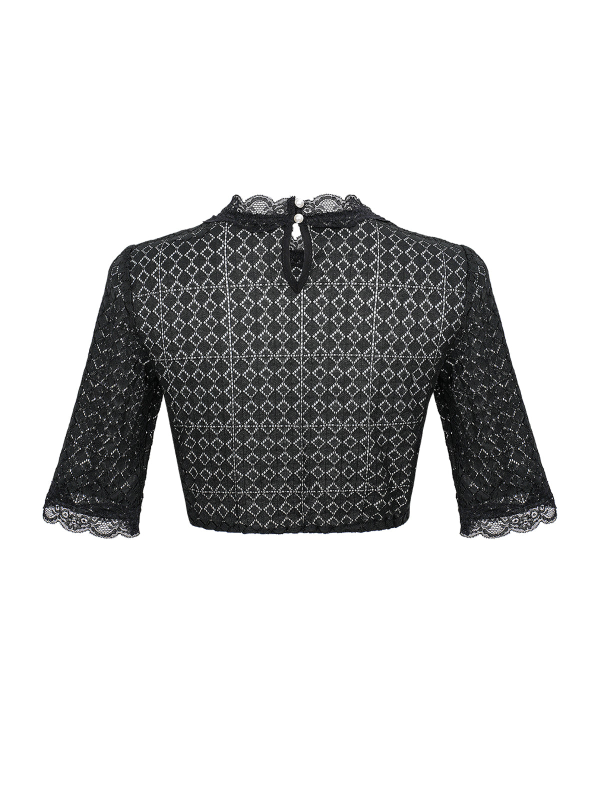 Dirndlbluse Kiana in Schwarz mit Rundhals
