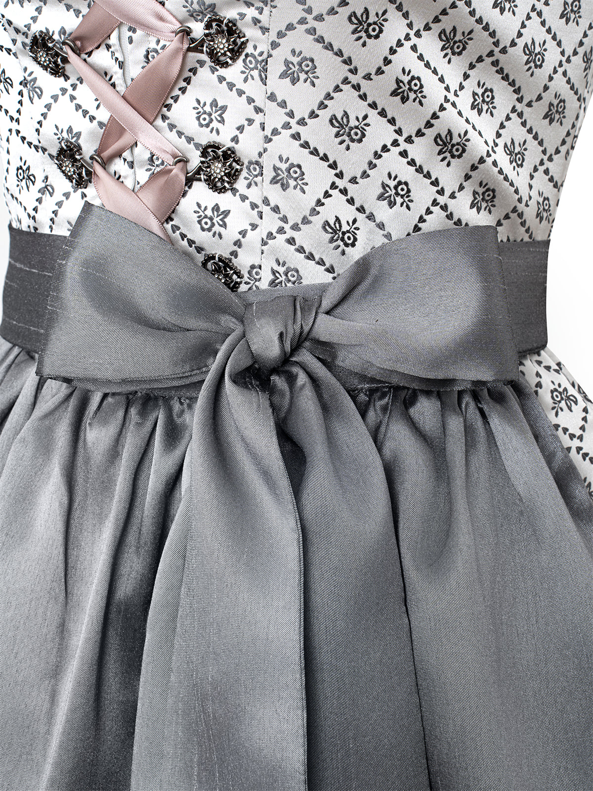 Damen Dirndl Daniela in Grau – Herz-Ausschnitt