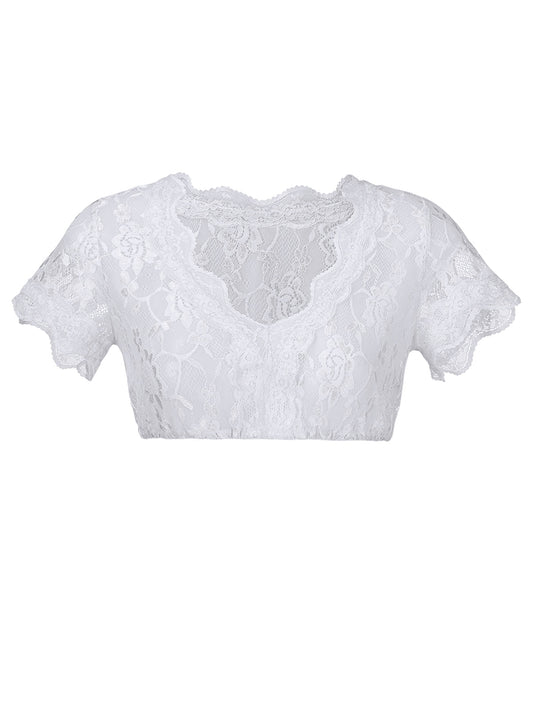 Jasmin Dirndlbluse im femininen Trachtenlook – Weiß