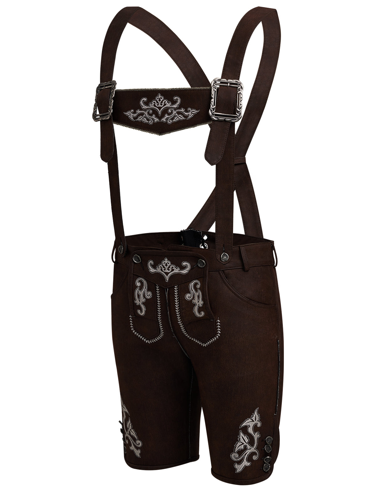 Kurze Lederhose Norman Braune – Braun mit Stickereien
