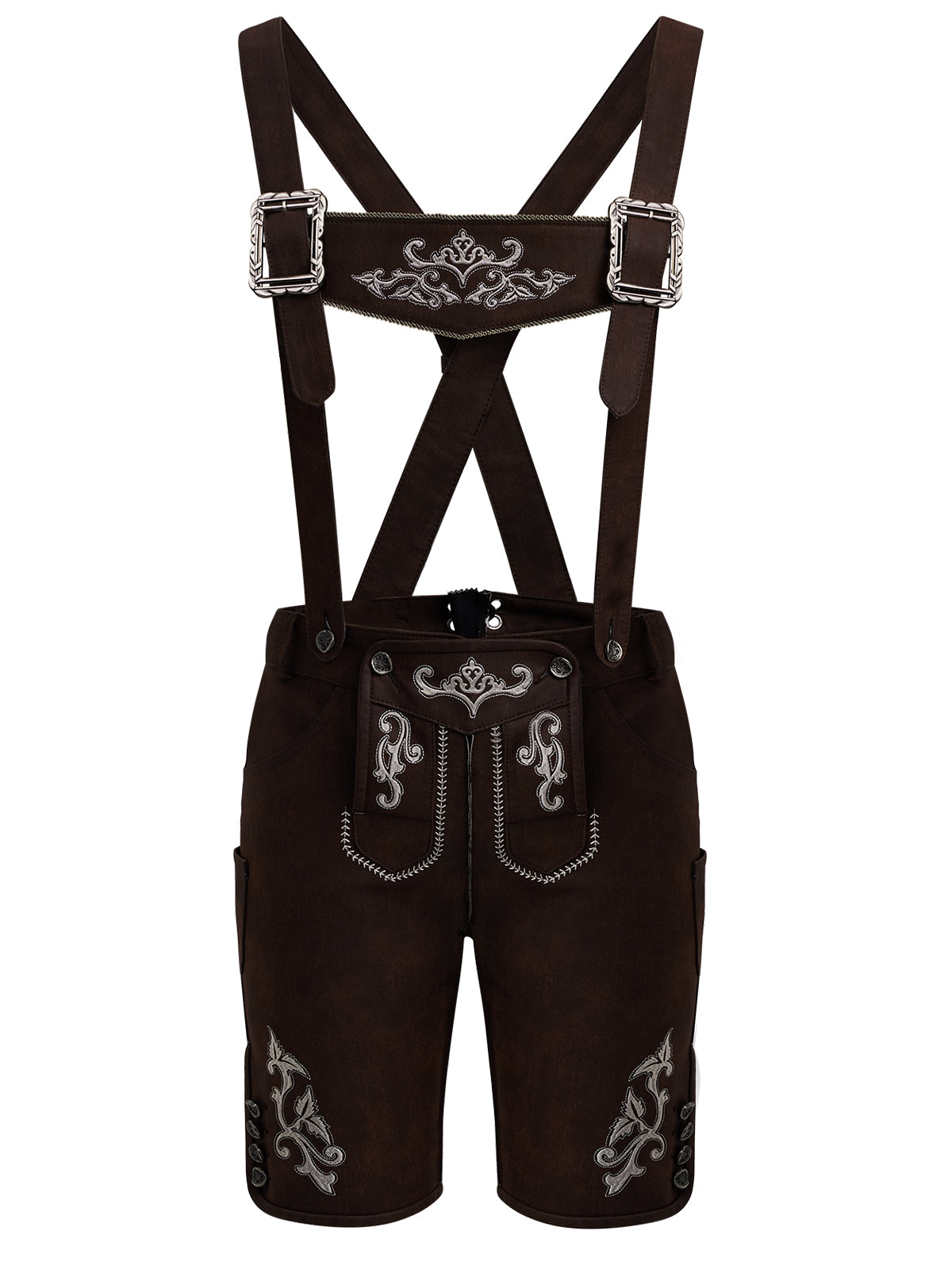 Kurze Lederhose Norman Braune – Braun mit Stickereien