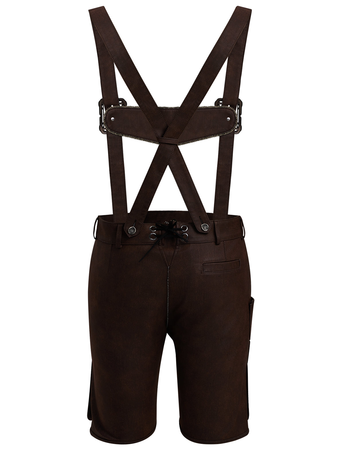 Kurze Lederhose Norman Braune – Braun mit Stickereien
