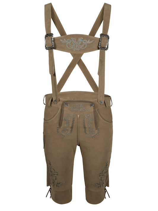 Lederhose Norman in Braun mit Stickereien