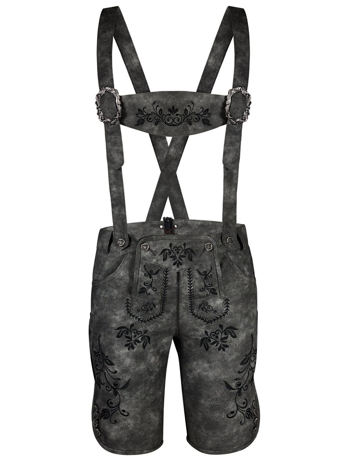 Trachtenlederhose Norman | Schwarzgrau | Stickereien