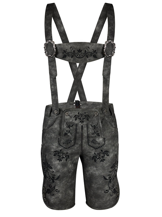 Trachtenlederhose Norman | Schwarzgrau | Stickereien