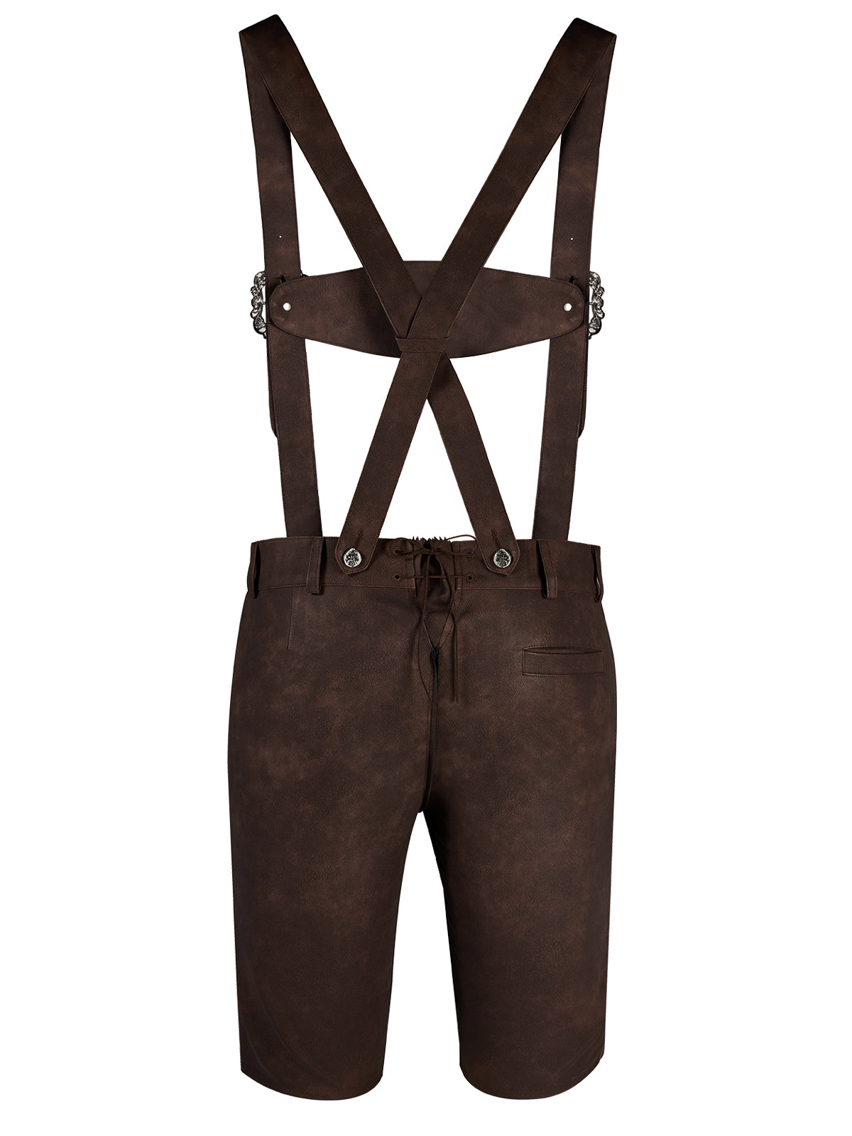 Kurze Lederhose Norman – Dunkelbraune mit Stickereien