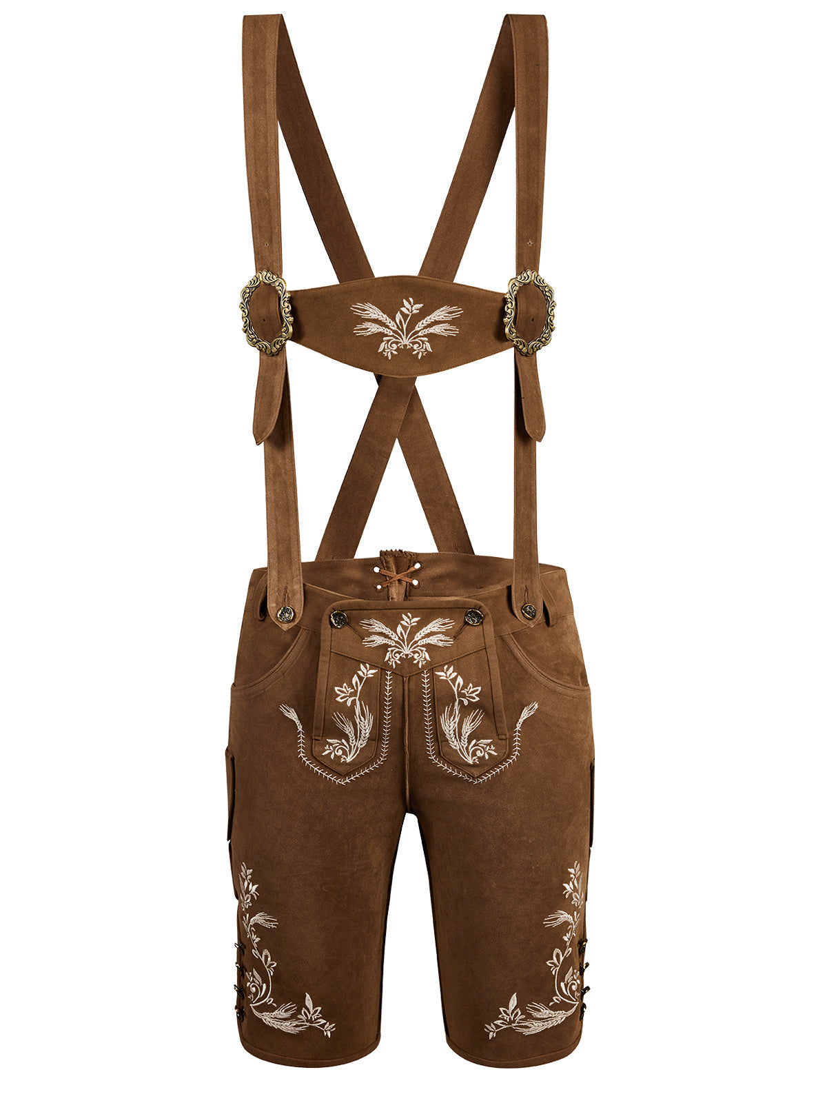 Lederhose Norman in Antibraune mit Stickereien