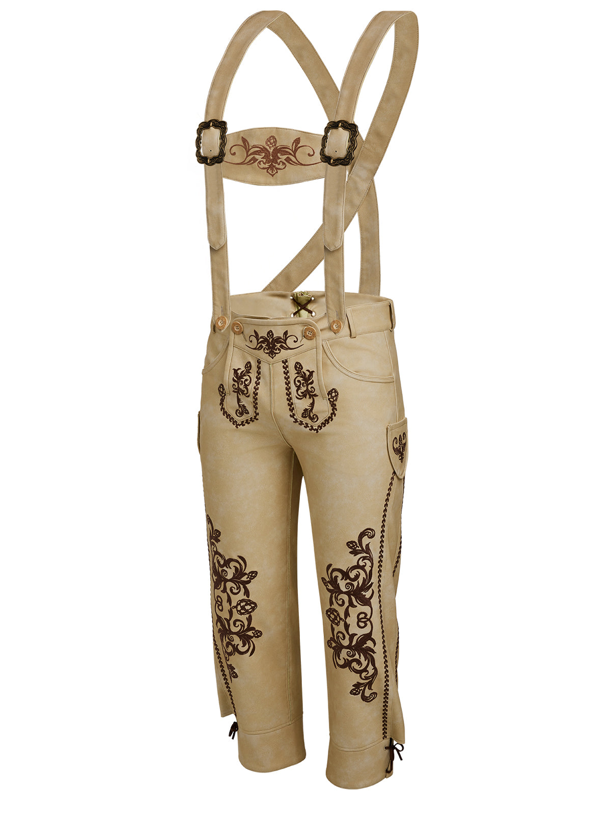 Trachtenlederhose Theodor | Braun | Stickereien