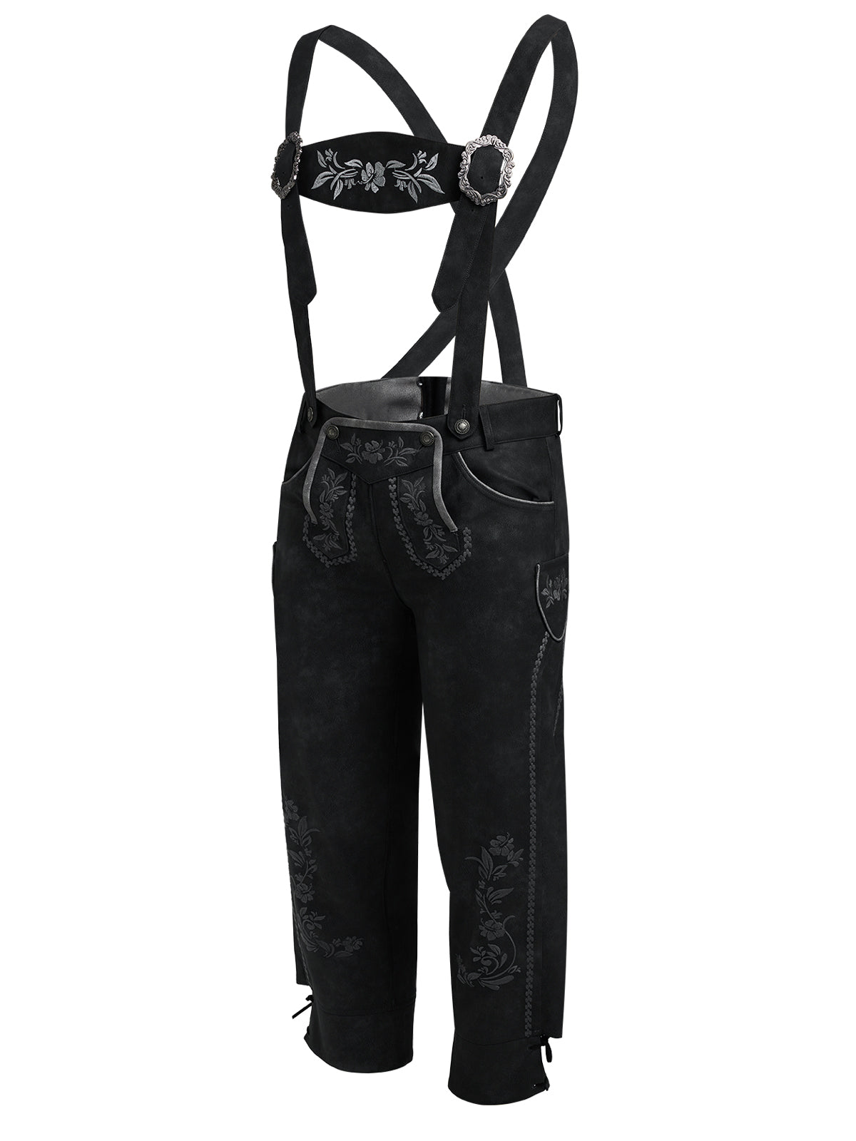 Trachtenlederhose Theodor | Schwarzgrau | Stickereien