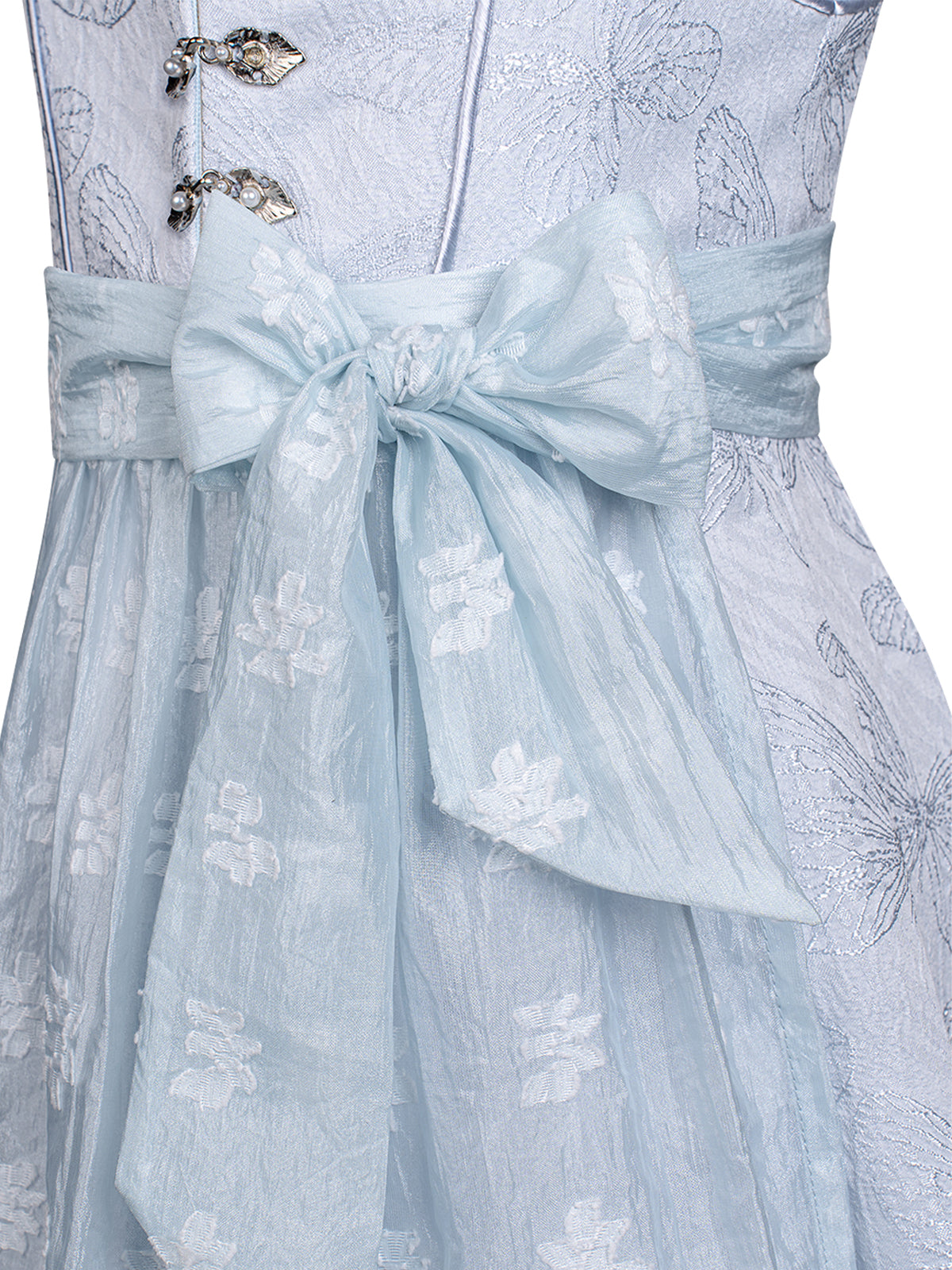 Kinder Dirndl Lobby in Blau mit Gerader Ausschnitt