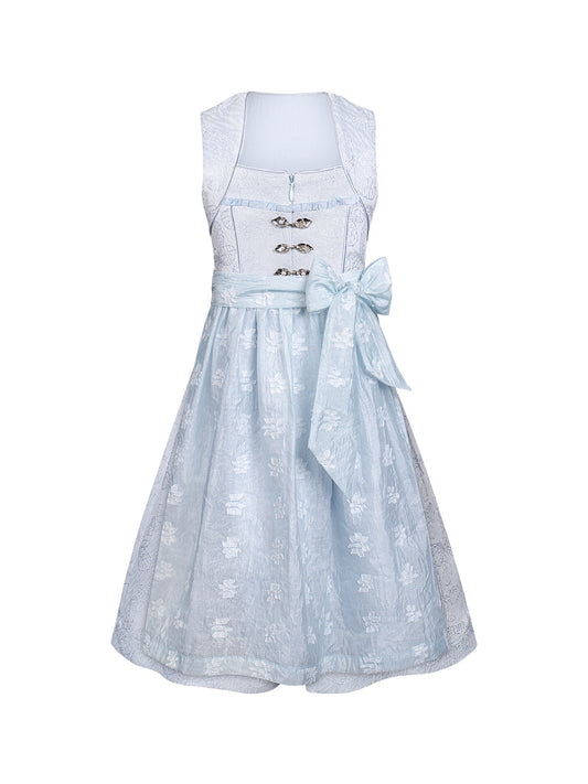 Kinder Dirndl Lobby in Blau mit Gerader Ausschnitt