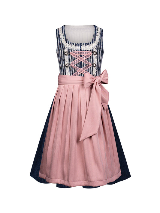 Kinder Dirndl Harper in Schwarz mit Gerader Ausschnitt