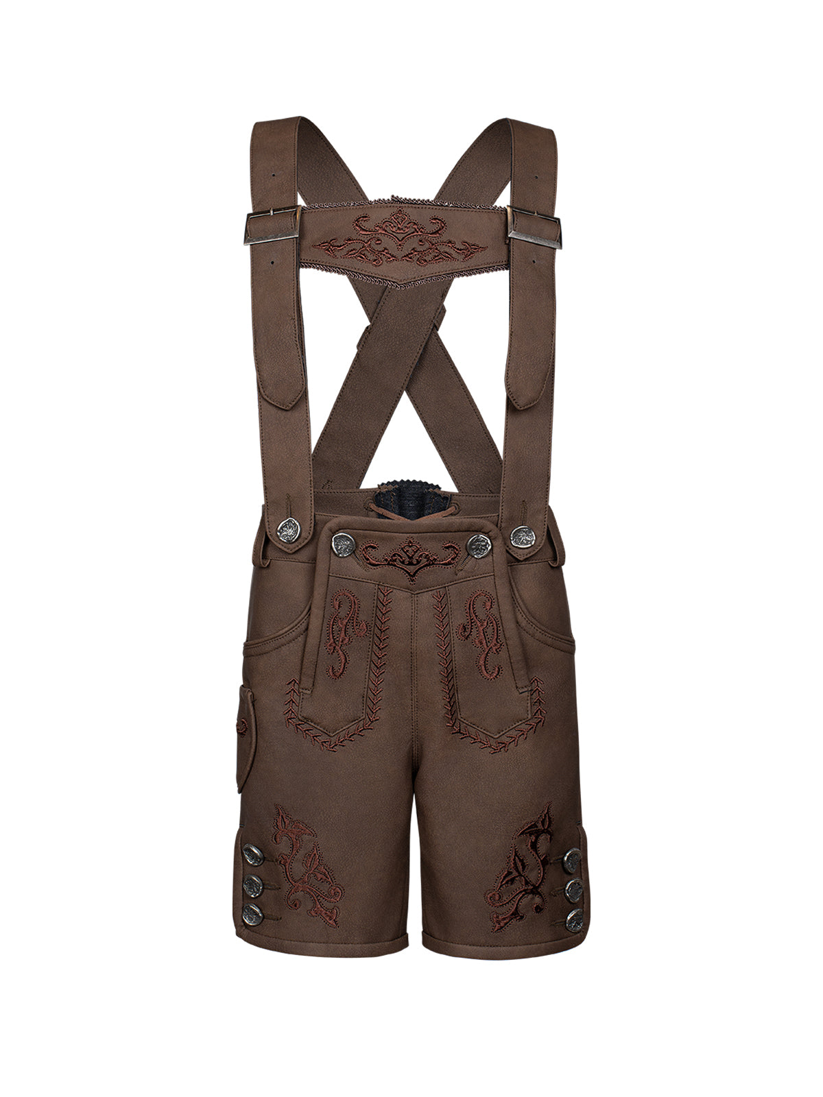 Kinder Lederhose Norma in Braun mit Stickereien