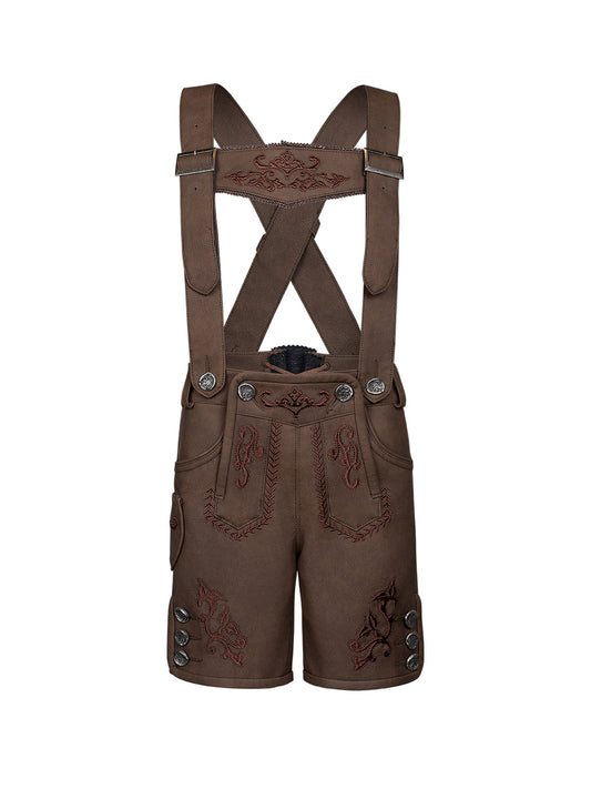 Kinder Lederhose Norma in Braun mit Stickereien
