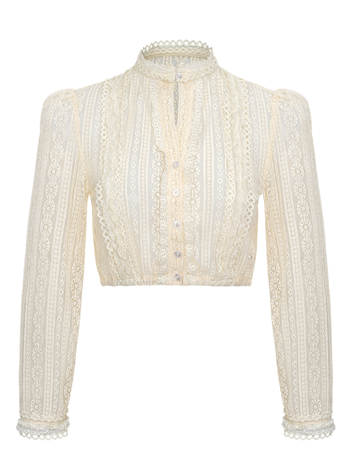 Bluse zum Dirndl Velin | Beige | Hochgeschlossen