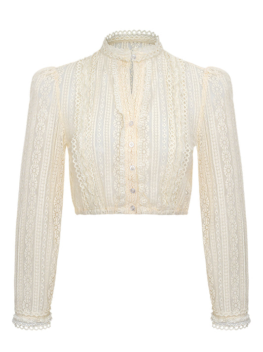 Bluse zum Dirndl Velin | Beige | Hochgeschlossen