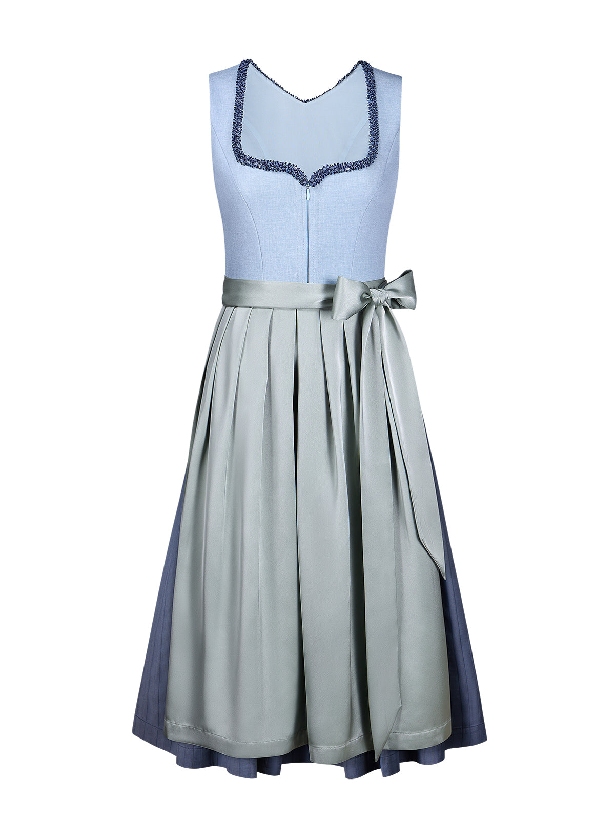 Damen Dirndl Mandl in Blau – Herz-Ausschnitt