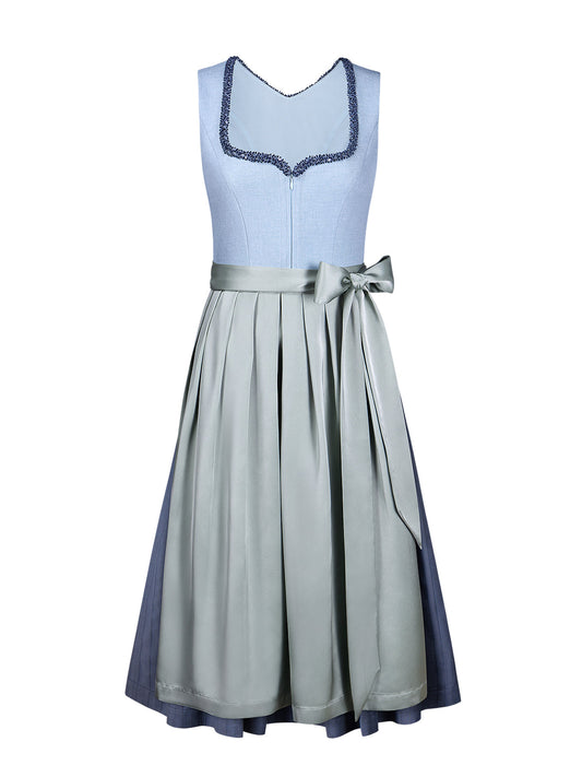 Damen Dirndl Mandl in Blau – Herz-Ausschnitt