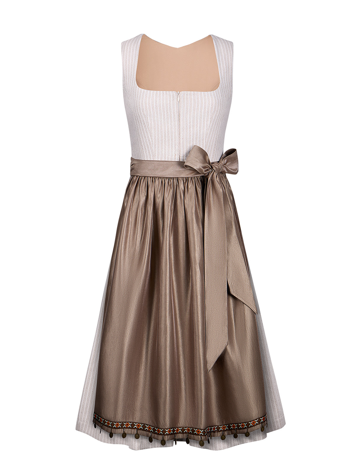 Dirndl Helena in Beige mit Gerader Ausschnitt