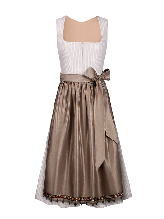 Dirndl Helena in Beige mit Gerader Ausschnitt