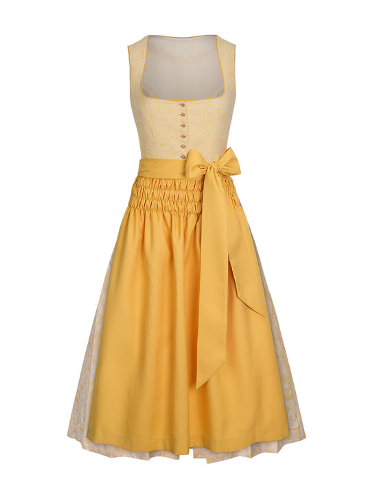 Yasmin | Traditionelles Dirndl | Gelb | Gerader Ausschnitt
