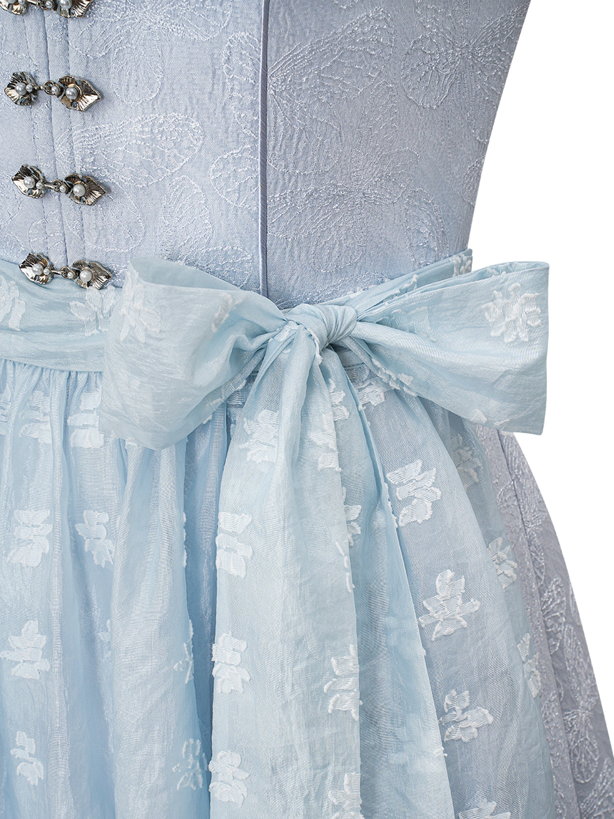 Damen Dirndl Lobby in Blau – Gerader Ausschnitt