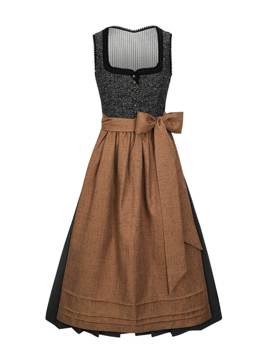 Dirndl Anemone in Schwarz mit Gerader Ausschnitt