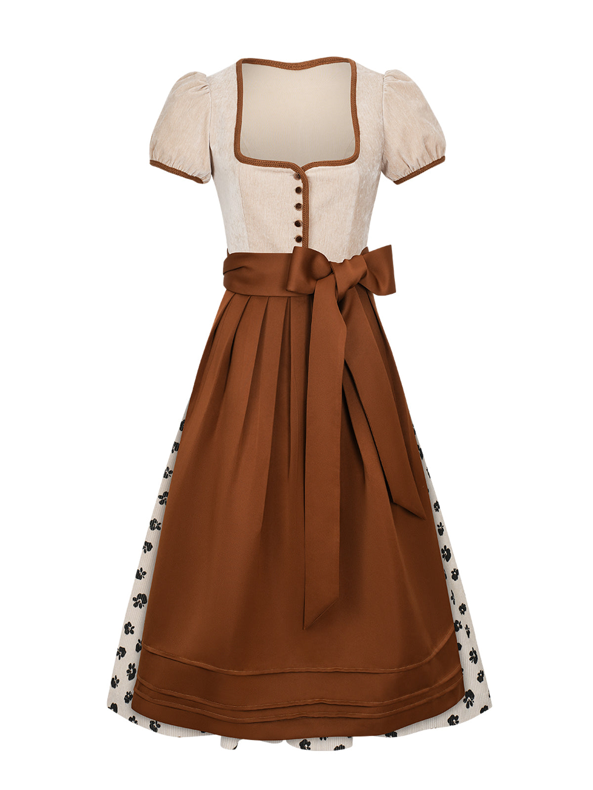 Damen Dirndl Mariella in Braun – Gerader Ausschnitt