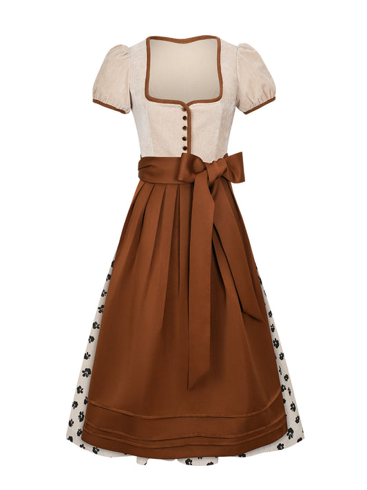 Damen Dirndl Mariella in Braun – Gerader Ausschnitt