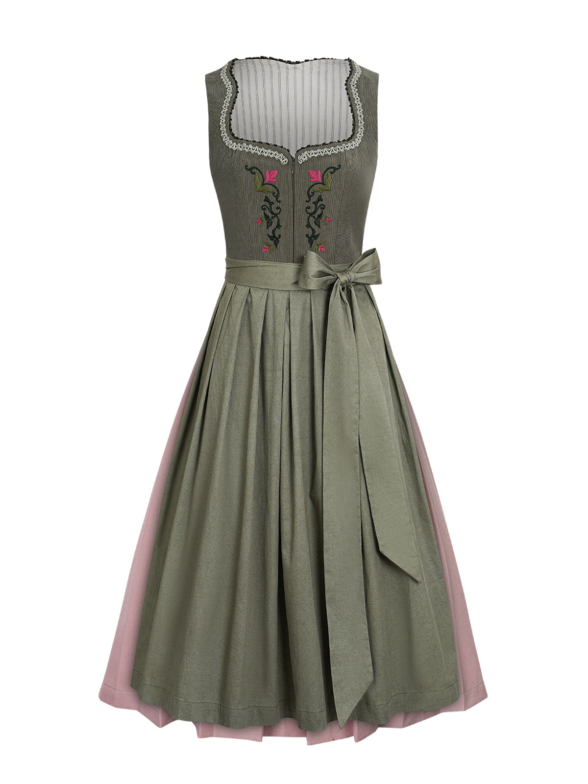 Lois | Traditionelles Dirndl | Grün | Herz-Ausschnitt