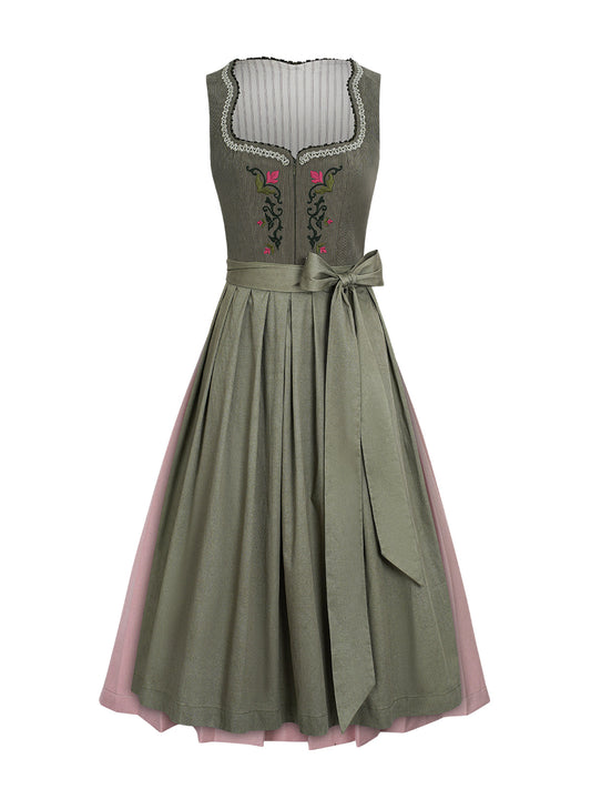 Lois | Traditionelles Dirndl | Grün | Herz-Ausschnitt