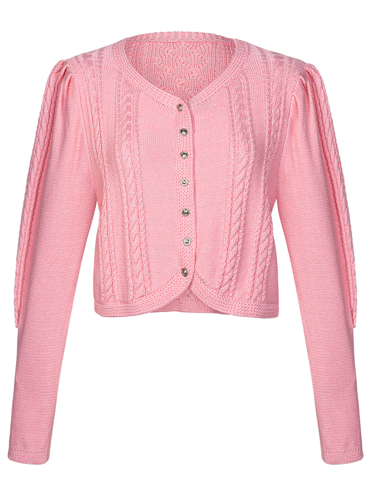 Martha – Trachten-Strickjacke in Rosa