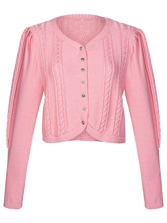 Martha – Trachten-Strickjacke in Rosa