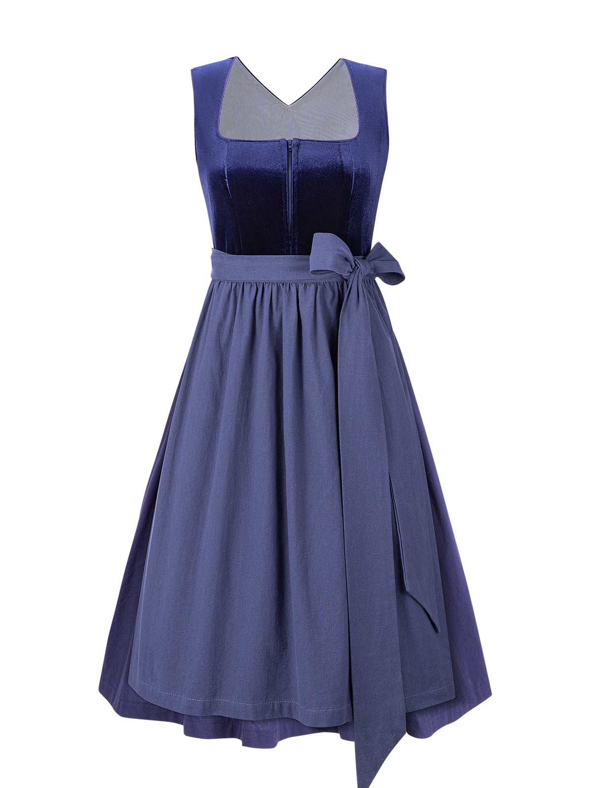 Dirndl Melisa in Blau mit Gerader Ausschnitt
