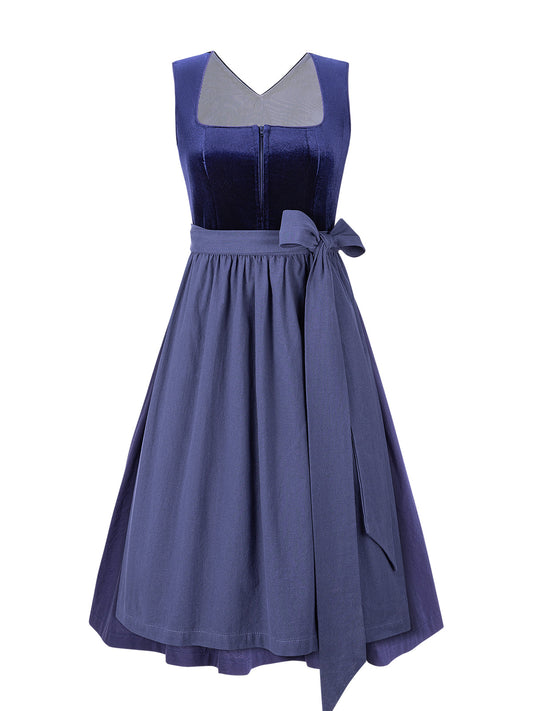 Dirndl Melisa in Blau mit Gerader Ausschnitt