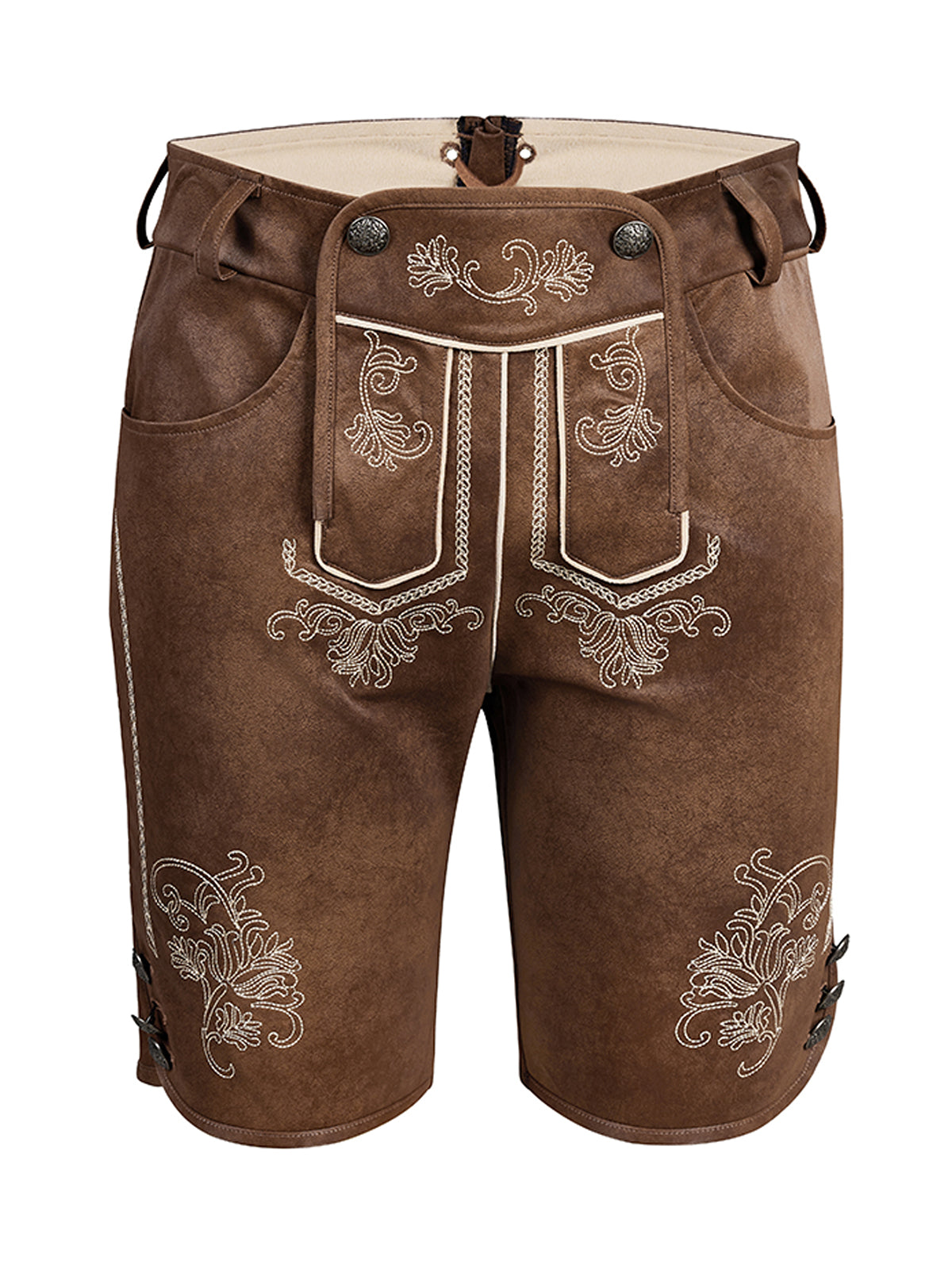 Lederhose Tarius in Antibraune mit Stickereien