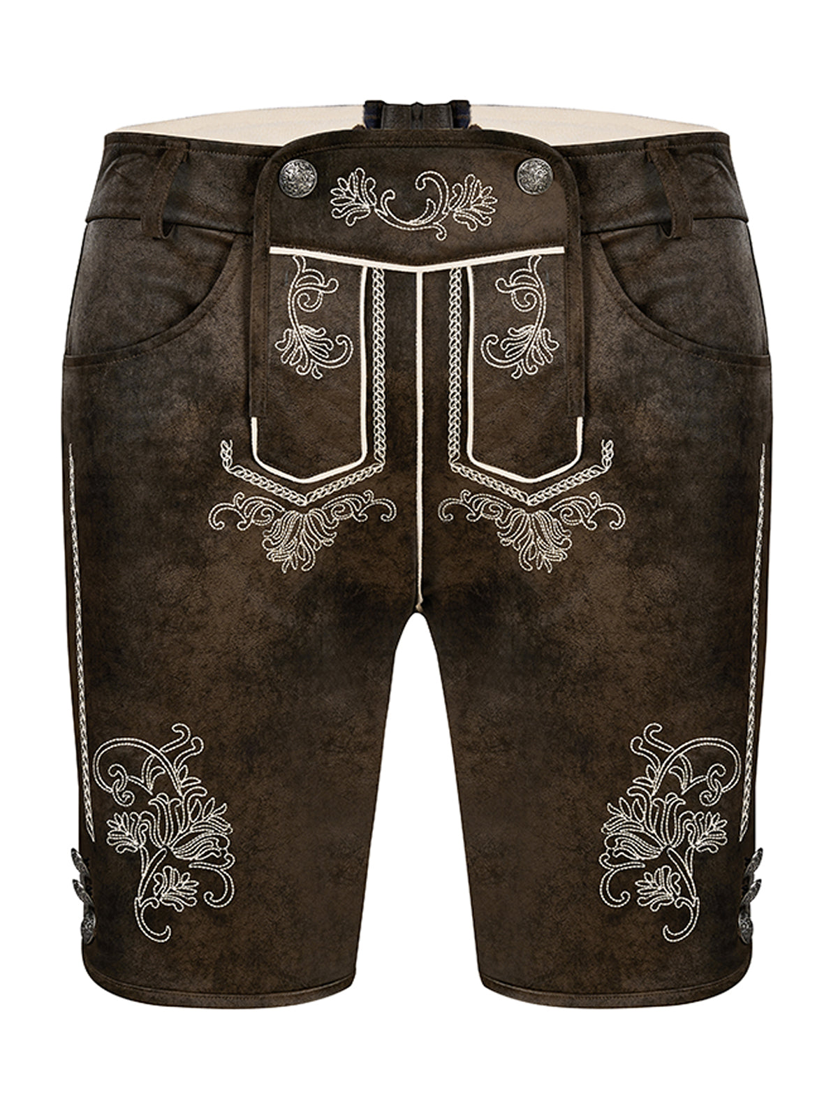Trachtenlederhose Tarius | Dunkelbraune | Stickereien