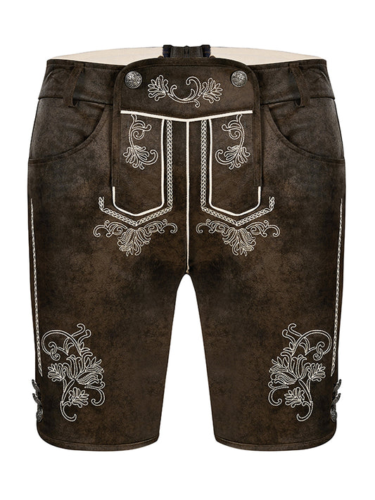 Trachtenlederhose Tarius | Dunkelbraune | Stickereien