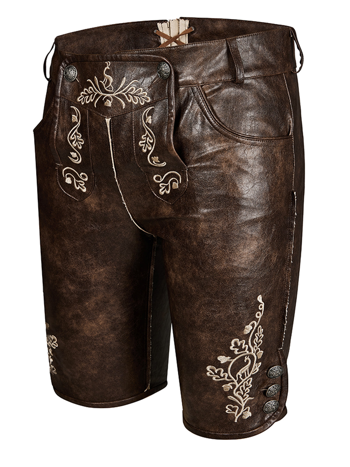 Trachtenlederhose Ludwig | Antibraune | Stickereien