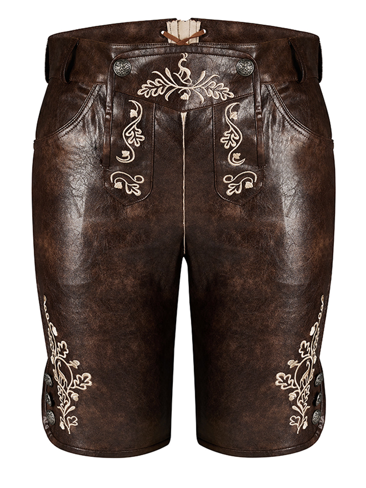 Trachtenlederhose Ludwig | Antibraune | Stickereien
