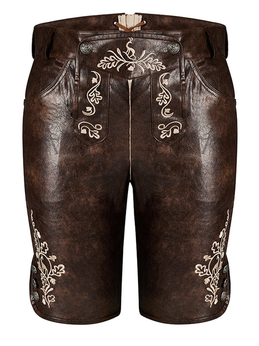 Trachtenlederhose Ludwig | Antibraune | Stickereien