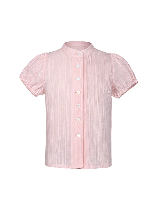 Mädchenbluse Kaka | Rosa | Hochgeschlossen