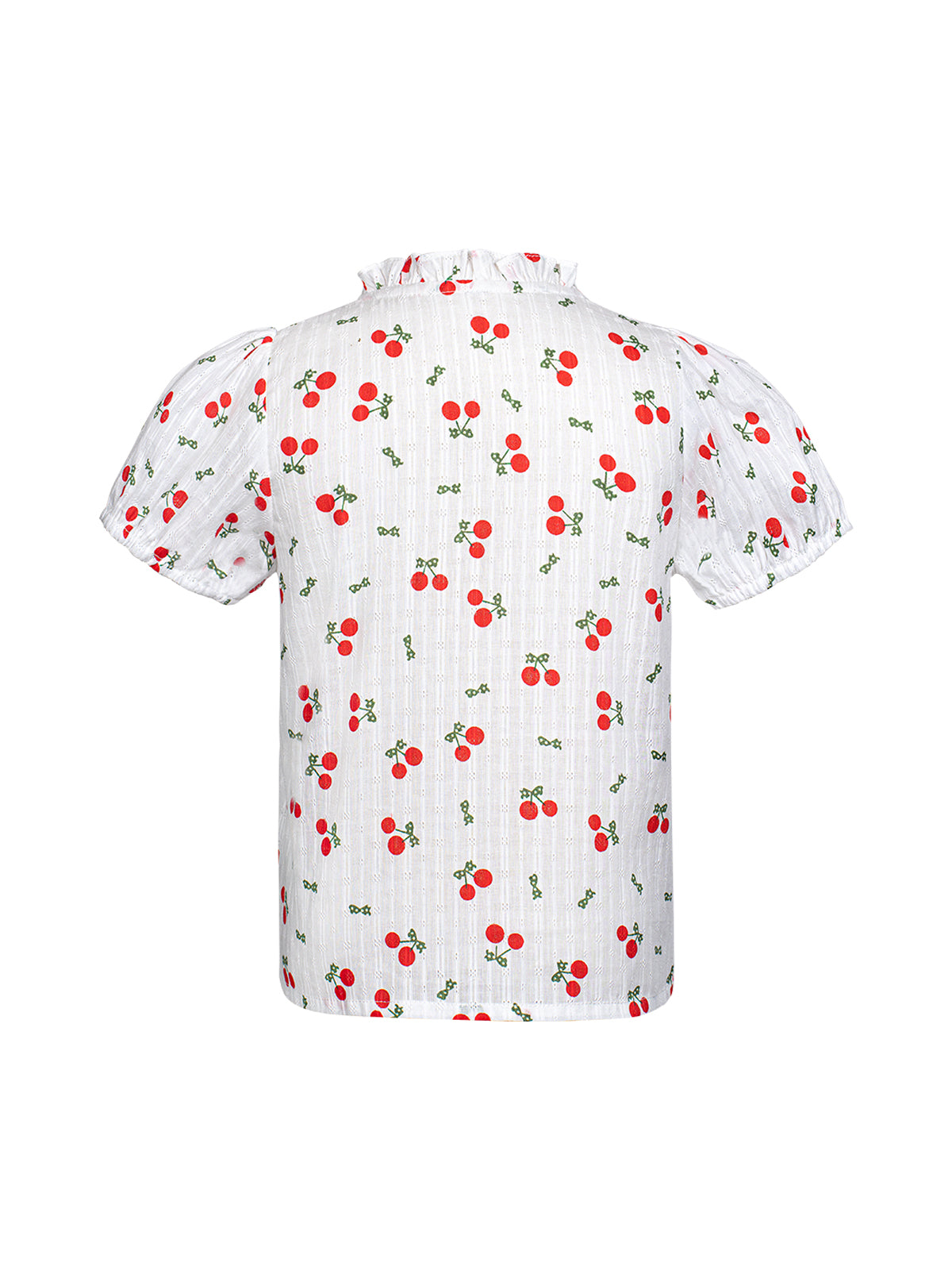 Mädchenbluse Sofia Cherry | Weiß | Herz-Ausschnitt