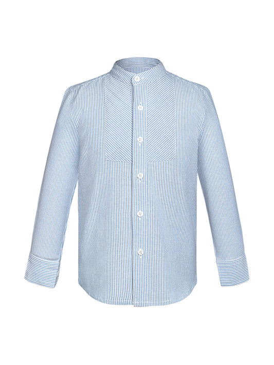Kinder Trachtenhemd Elias in Blau mit Langarm