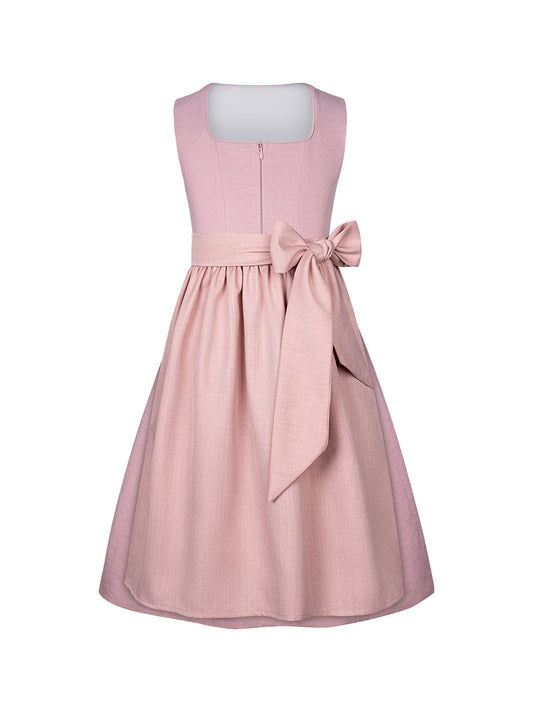 Kinder Dirndl Fabia in Rosa mit Gerader Ausschnitt