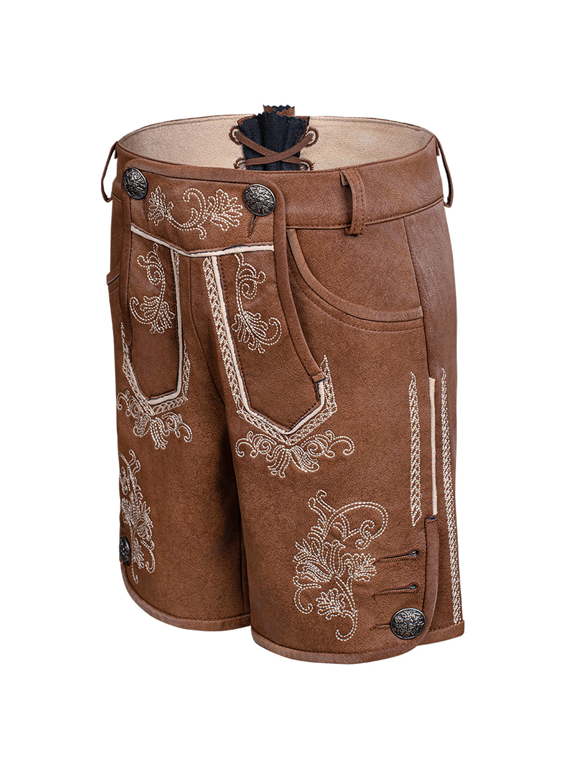 Kinder Lederhose Tarius in Antibraune mit Stickereien