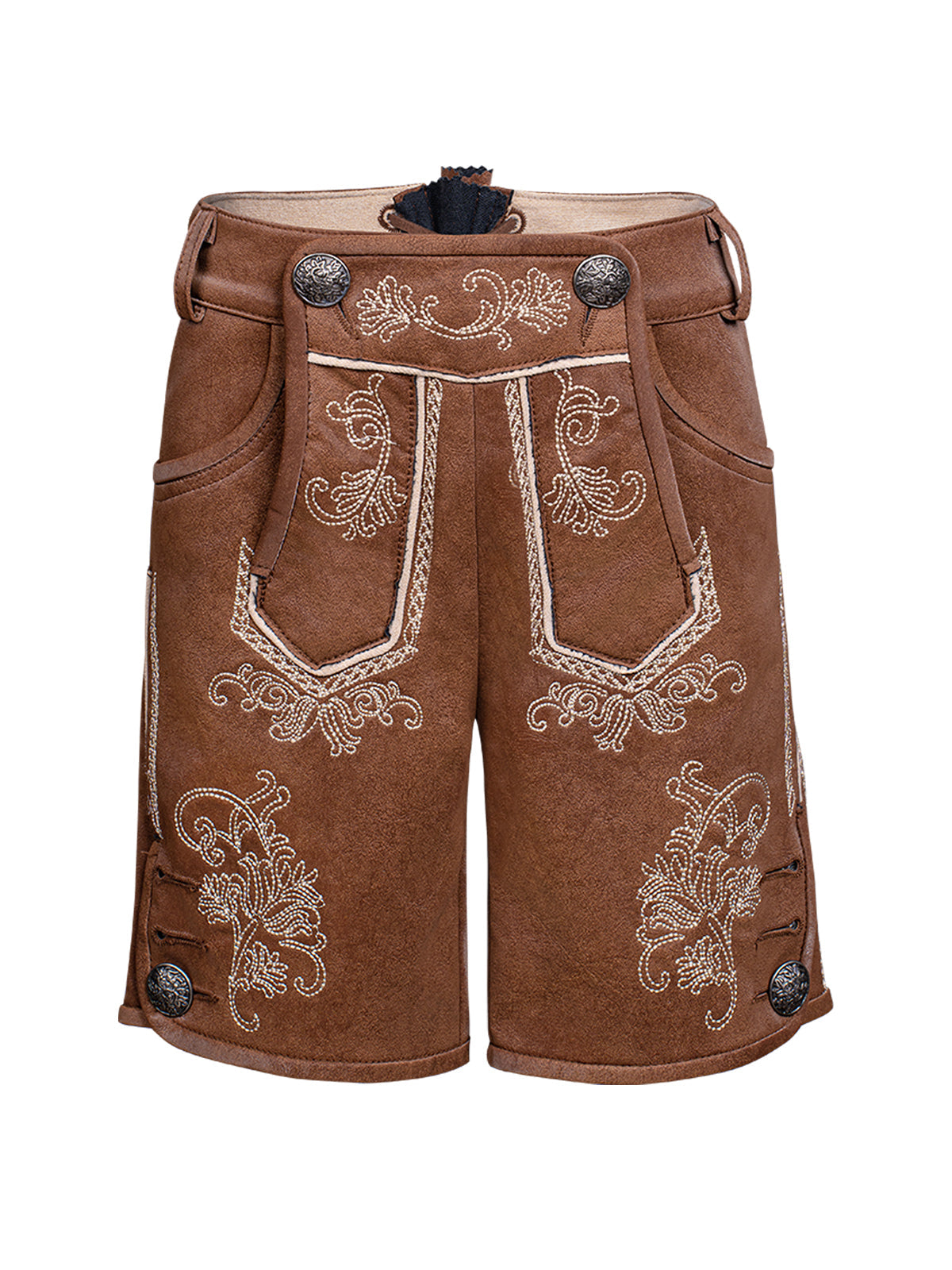 Kinder Lederhose Tarius in Antibraune mit Stickereien